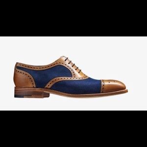 men's tan & blue suede wingtip shoes handmade